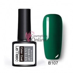 Oja semipermanenta LeMooc color UV / LED de 8 ml Cod B107 Safire Green + 1 Cutie sclipici Auriu Cadou